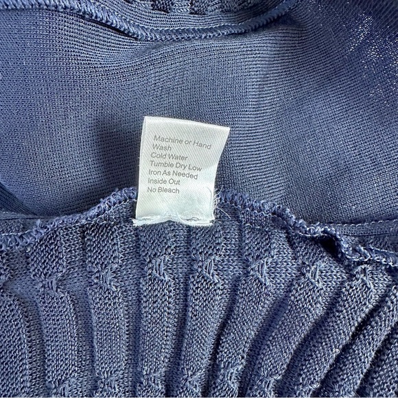 Ming Wang Sleeveless Shift Dress Navy Blue Striped Size Petite Medium - Picture 7 of 9